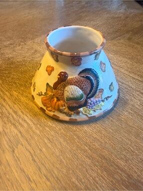 Vintage Ceramic Turkey candle lamp Shade Thanksgiving/ Fall Large candle shade